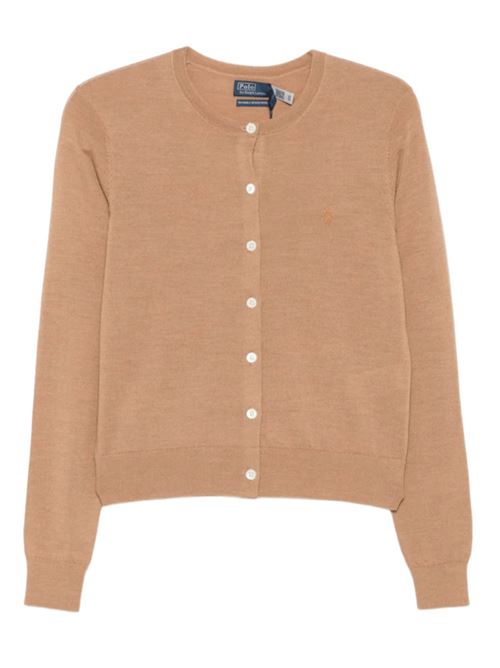 Cardigan da donna in misto lana, girocollo, colore camel POLO RALPH LAUREN | 211977954001
